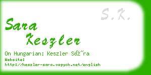 sara keszler business card